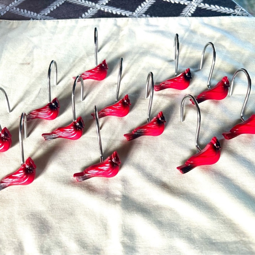 Red Cardinal Shower Curtain Hooks